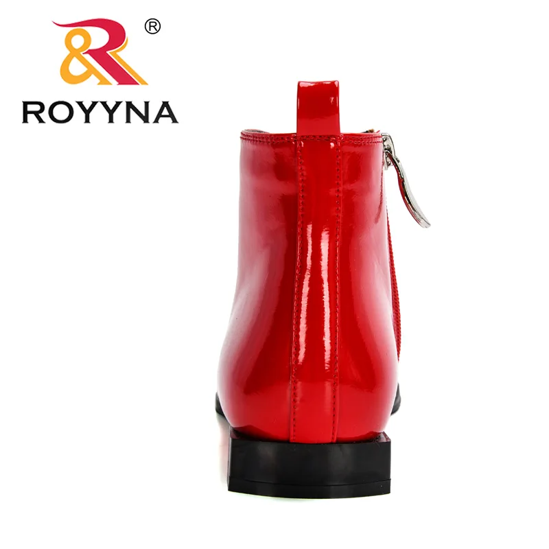 ROYYNA New Designers Patent Leather Ankle Boots Women Winter Shoes Ladies Short Plush High Top Footwear Woman Botas Mujer