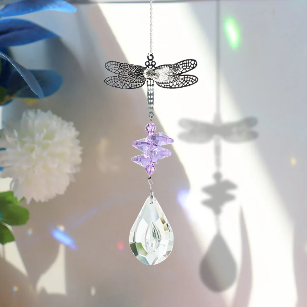 Libellule – guirlande suspendue en cristal, fait à la main, pendentif, lustre, bijoux, partie centrale, fenêtre, décoration de jardin, DIY