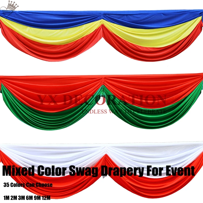 

Mixed Color Ice Silk Swag Drape For Wedding Backdrop Valance Stage Background Event Party Decoration