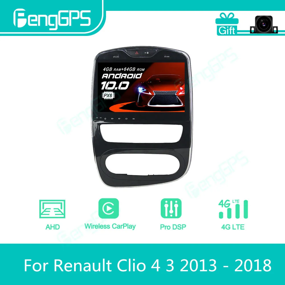 For Renault Clio 4 3 2013 - 2018 Android Car Radio Stereo Multimedia Player 2 Din Autoradio GPS Navigation PX6 Unit Screen