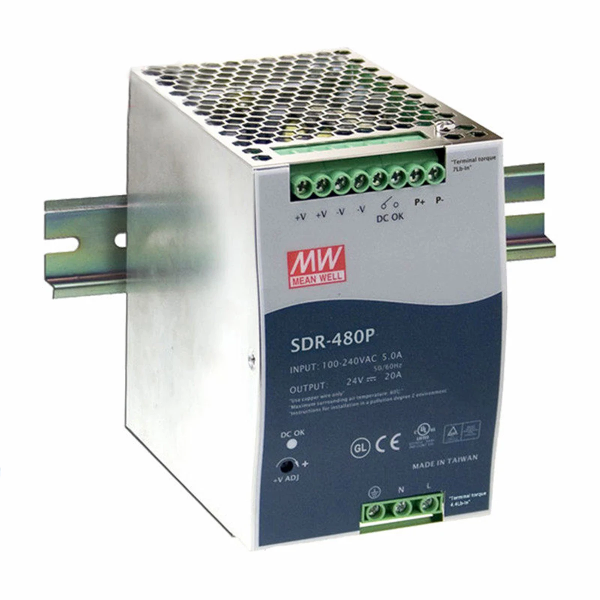 (Mean well)SDR-75/120/240/480/480p/960 産業用 Din レール電源 AC から DC 12/24/48V オリジナル PFC 付き