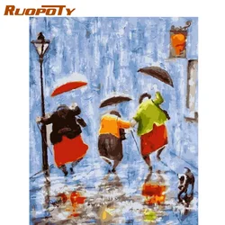 RUOPOTY Frame Diy Painting By Numbers Rain Landscape Kits Paint By Numbers For Adults HandPainted Oil Paints Home Wall Decor