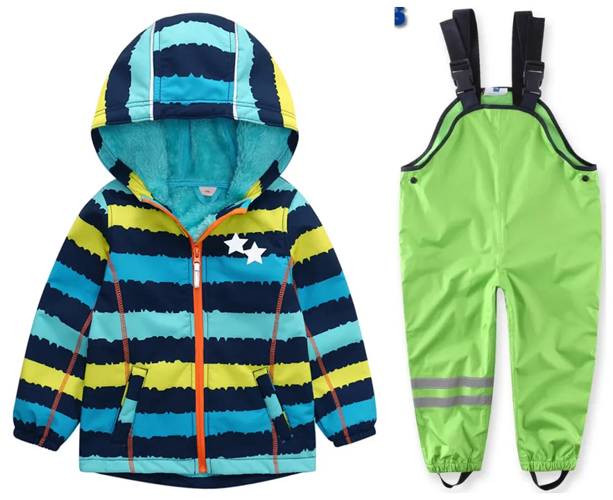 New Rainproof and windproof warm boys and girls spring and autumn set children's jackets and trousers