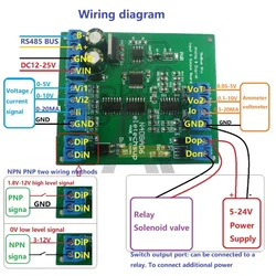 DC 12V 8 Channel Analog Digital IO Module Input Output Devices 0-5V 0-10V 4-20MA DAC ADC RS485 Modbus RTU Board