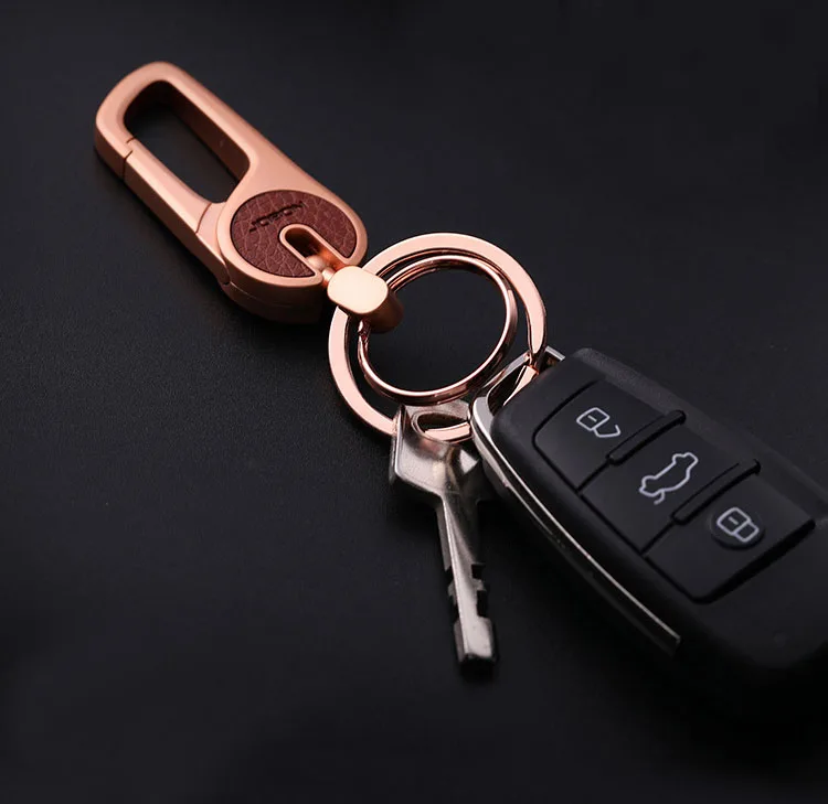 New Top Metal Simple Keychain with Leather Men Women high quality Charm Key Chain with double key Ring Best Gift Jewelry K3154