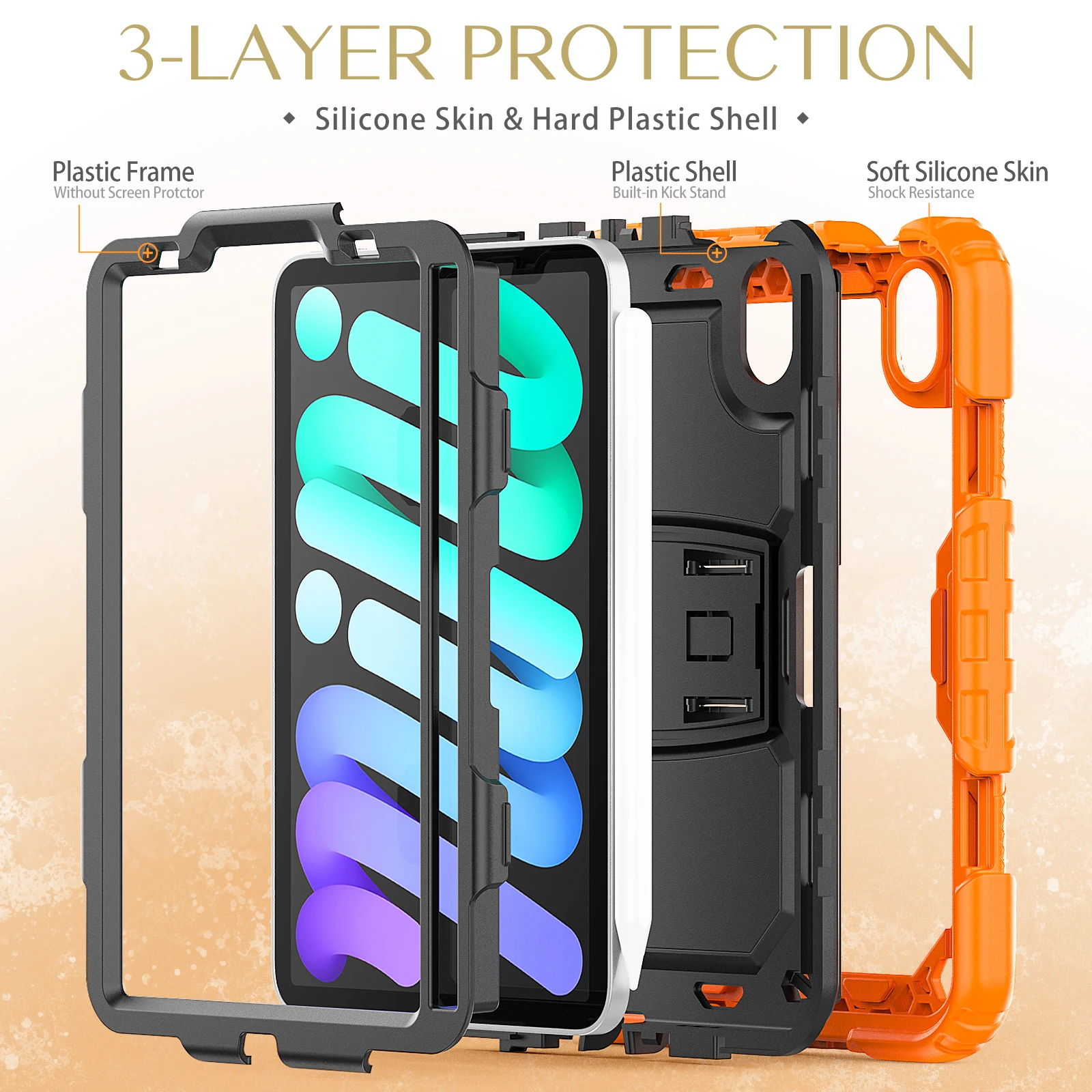 Shockproof Tablet Case For iPad Mini 6 8.3inch 2021 Cover Anti-fall Protective Rugged Duty Tablet Case For iPad Mini 6 8.3" Case