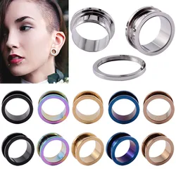 Dilatadores de oreja de acero quirúrgico para hombre, pendientes de tornillo, expansores de lóbulo, Piercings corporales, joyería de 1,6mm-20mm, 2 piezas