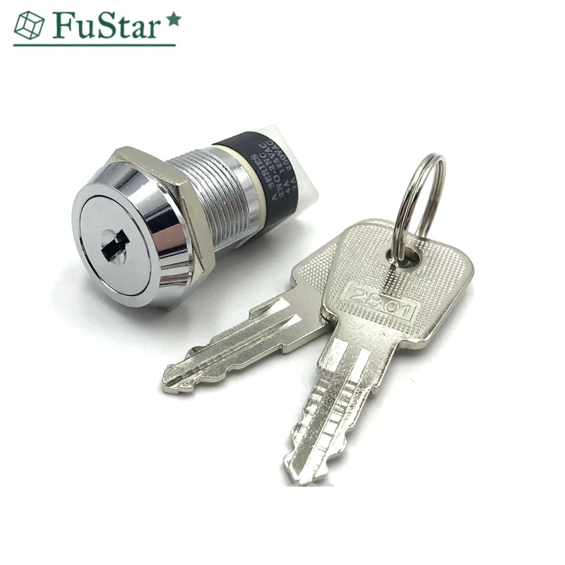 1pcs 19mm Metal 4Pin ON-OFF 2Position DPST A Series Electronic Lock Key Switch 1801 2ON 2OFF Power switch 4A125VAC 2A250VAC HOT