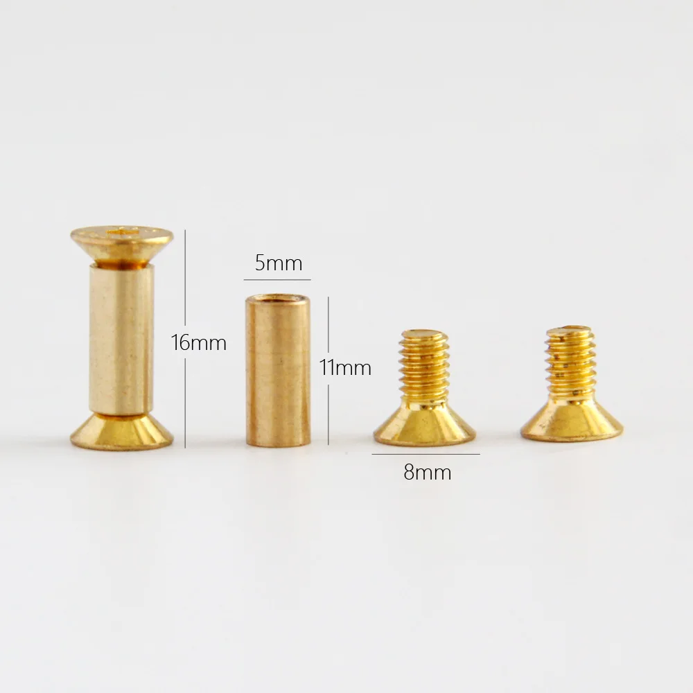 Imagem -04 - Flat Hex Cabeça Parafusos Latão Parafuso Rebite Faca Handle Bloqueio Placa de Fixação Faça Você Mesmo 10 Pcs Lot