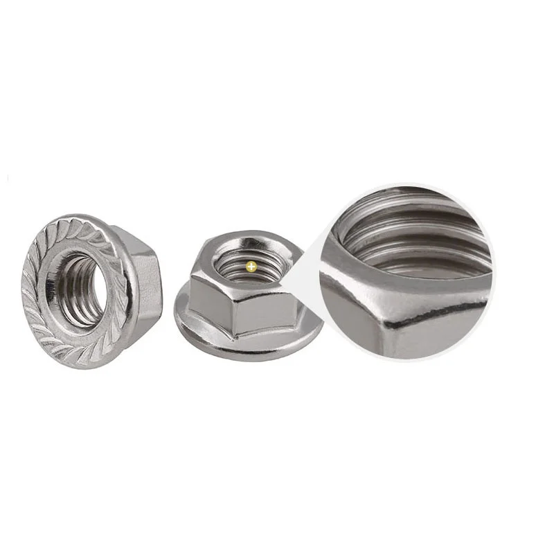 10pcs Inch 1/4 5/16 3/8 1/2 6-32 8-32 10-24 Unc America Coarse Form Lock Metal Heavy Prevailling Torque Flange Hexagon Nut