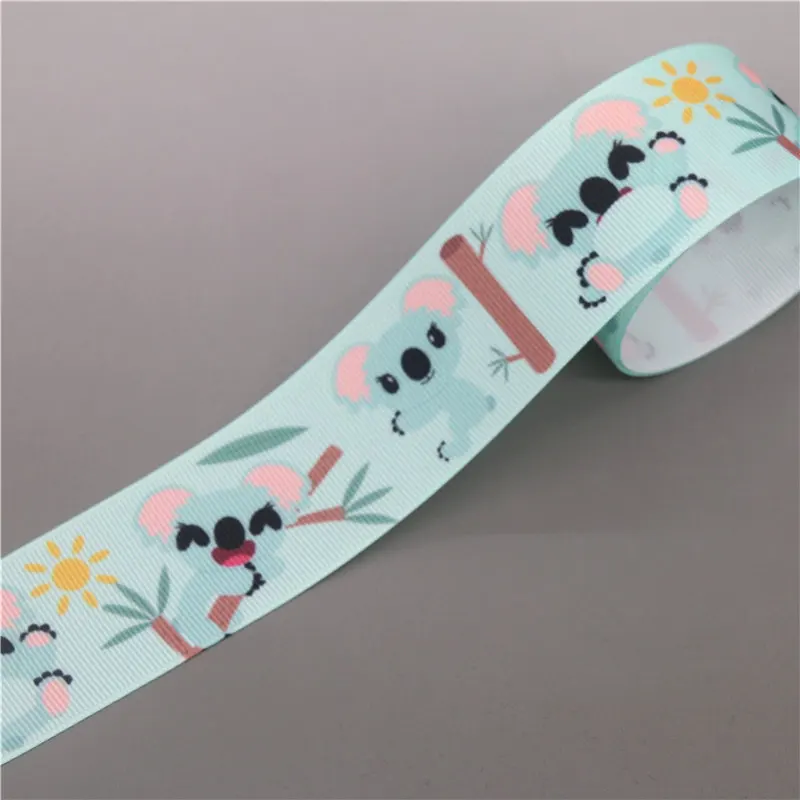 DHK 1.5inch 50yards Animals Sloth Fox Printed Grosgrain Ribbon Accessory Hairbow Headwear Decoration DIY Wholesale 38mm S1233