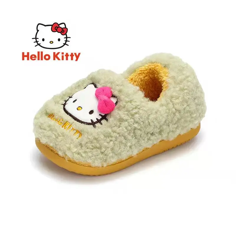 Hello Kitty Children's New Cotton Slippers For Girls Autumn And Winter Indoor Warm Non-slip Cartoon Cute Baotou Baby Slippers