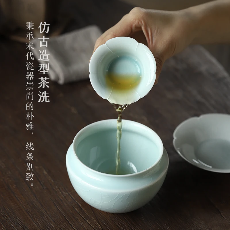 ★shadow blue glaze left small ceramic kiln built water tea wash water, after the dross barrels of restoring ancient ways