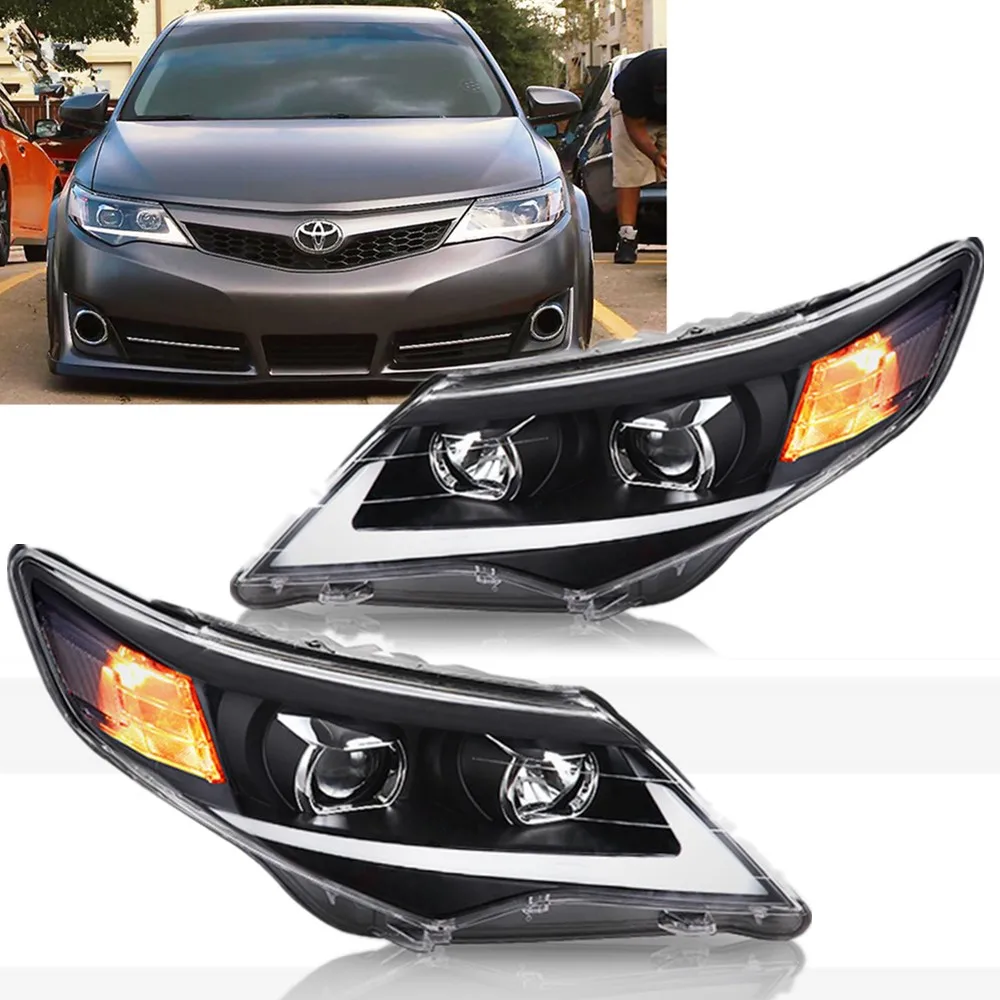 

2pc Led Headlights For 2012 2013 2014 Toyota Camry Headlight White DRL Amber Turn Signal Headlamp Car Accessories Plug And Play