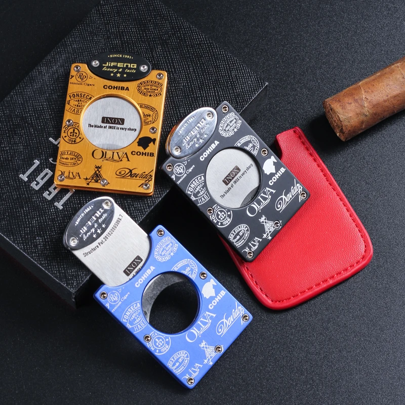 

Cohiba Cigar cutter Portable metal stainless steel Cigar scissors Single blade Men's Gadgets Blue/Golden/Black Smoke JF-J302