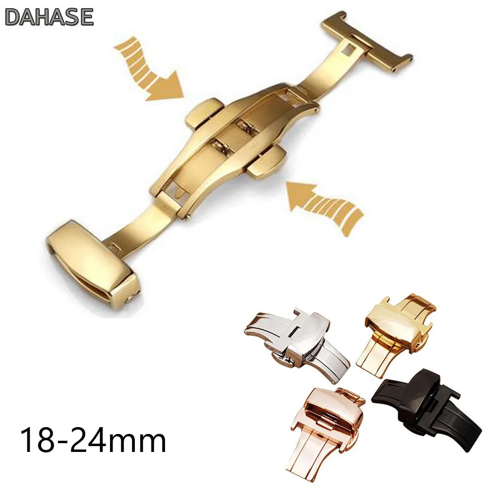 

Butterfly Deployment Buckle Automatic Double Click Stainless Steel Strap Button For Watch Band 10 12 14 16 18 20 22 24mm