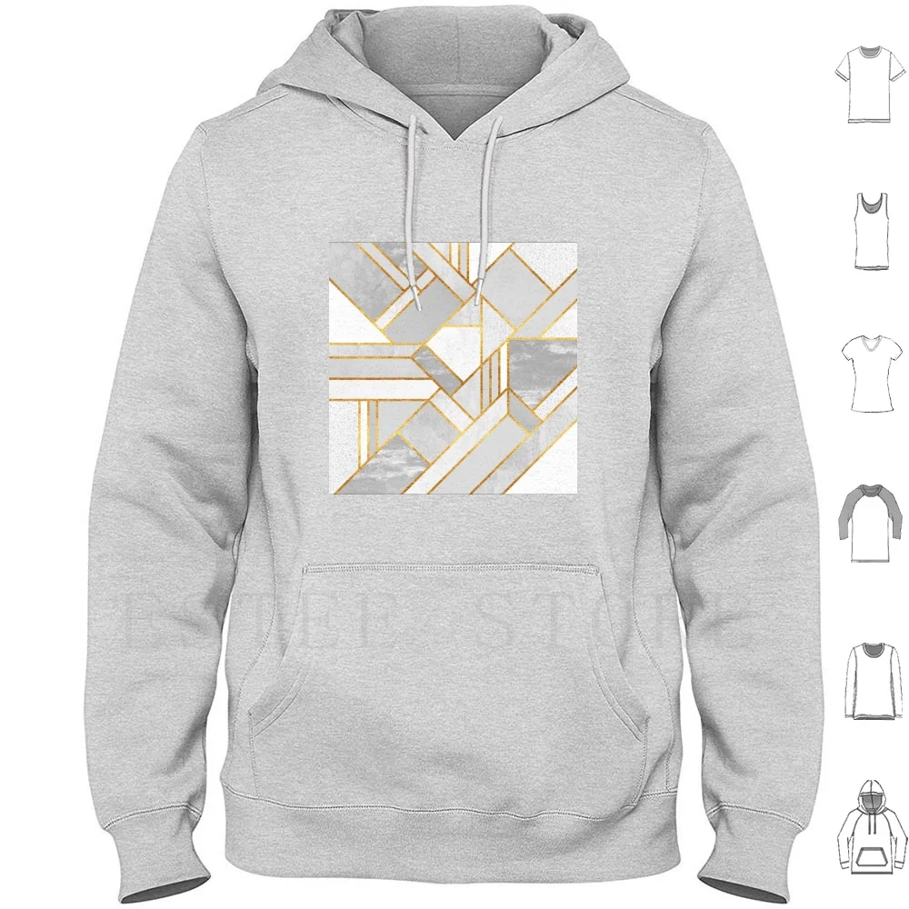 Gold City Hoodies Long Sleeve Graphic Abstract Lines Mosaic Geometric Geometric Gold Golden Foil White Modern