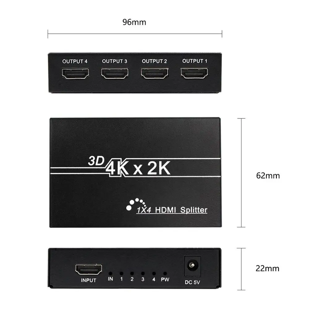 4K 2K 1X4 Hd Mi Splitter Full Hd 1080P Video Hd Mi 1 In 4 Out Schakelaar switcher Display Voor Smart Tv Monitor Projector Mi Box3 Ps4