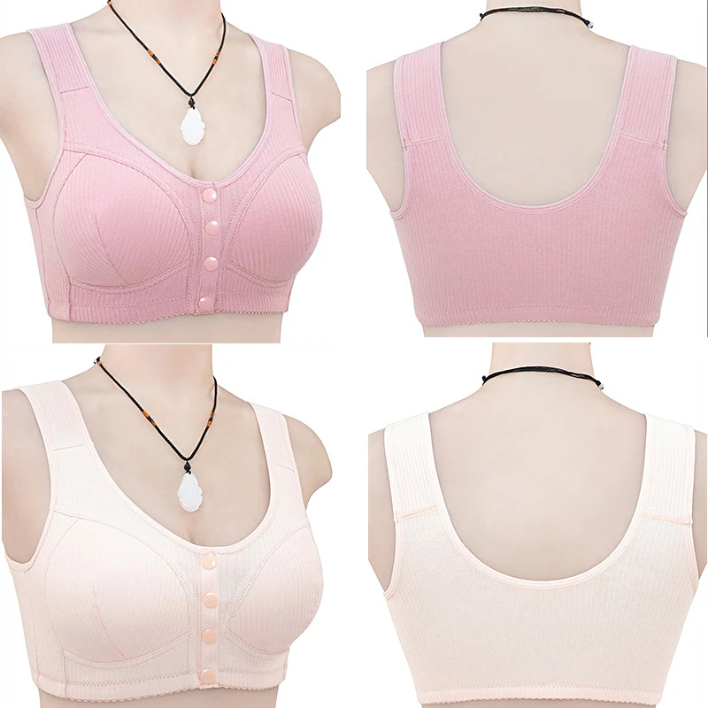 Hight Quality Cotton Bras Women Front Closure Soft Bra Camisole Middle Age Women Everyday Underwear Large Bust 42 44 46 BC Cup