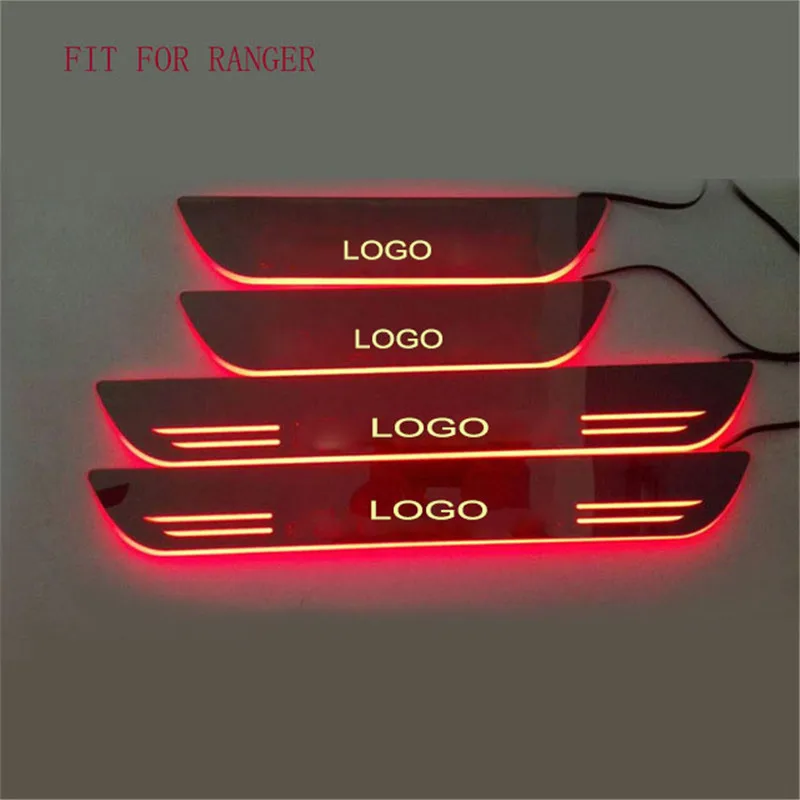 

For Ford Ranger T6 T7 T8 2012-2022 4PCS Moving LED Welcome Pedal Car Scuff Plate Pedal Threshold Door Sill Pathway Light