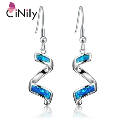 CiNily Created Pink Orange White Blue Fire Opal Silver Plated Wholesale for Women Jewelry Drop Earrings 1 7/8