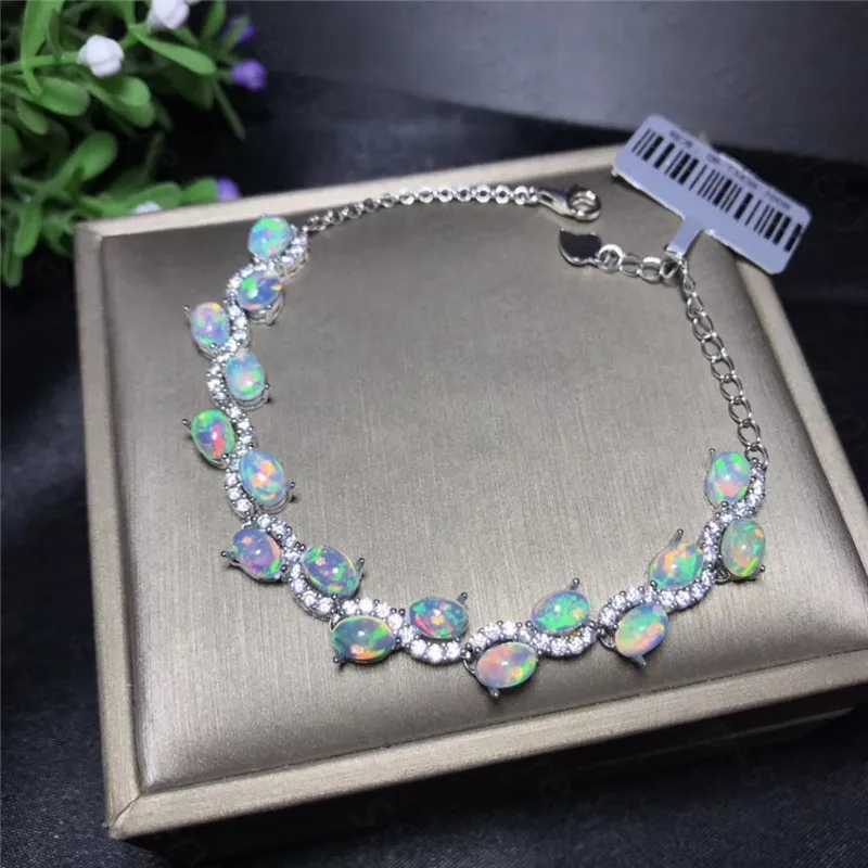 

Summer new style 925 silver inlaid natural opal bracelet, women's bracelet, fine inlaid, luxurious atmosphere