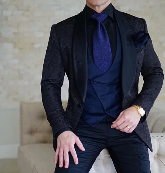 2024 abiti da uomo da sposa bordeaux su misura smoking Slim Fit 3 pezzi abiti sposo Prom Blazer Jacquard Terno Masculino abiti