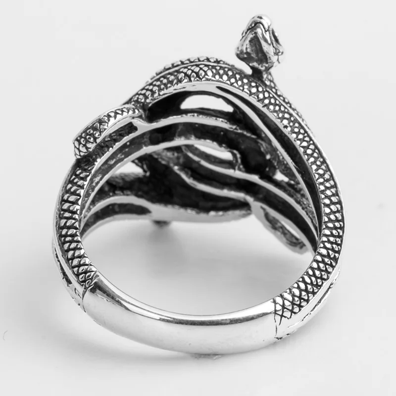 ruibeila925 argent personnalité double serpent zodiaque anneau hommes et femmes rétro punk en argent sterling bijoux bague