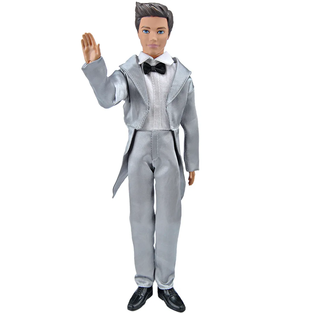 Roupas Ken Doll para Ken Doll, Roupas de casamento, Calças com Cravat, Acessórios de brinquedos, 1 conjunto