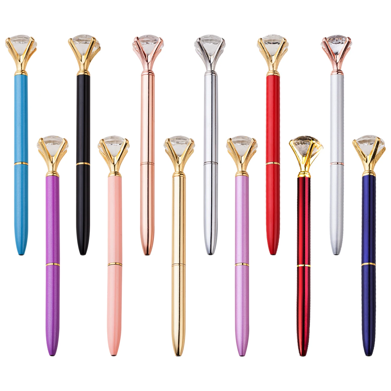 20Pcs Luxury Portable Big Crystal Pen Diamond Ballpoint Pens Stationery Ballpen Home Office School Supplies Customize logo