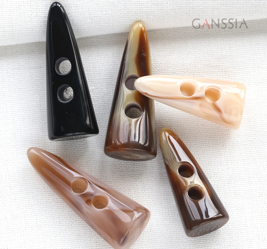 5pcs/lot Length: 5cm &4cm Fashion Resin Horn Shape Buttons for Overcoat /Dust Coat New DIY Sewing Button(SS-176)