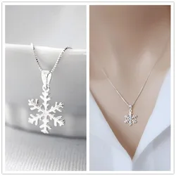 Huitan High-quality Silver Color Box Chain Necklace for Women Fancy Snowflake Pendant Fashion Versatile Jewelry Wholesale