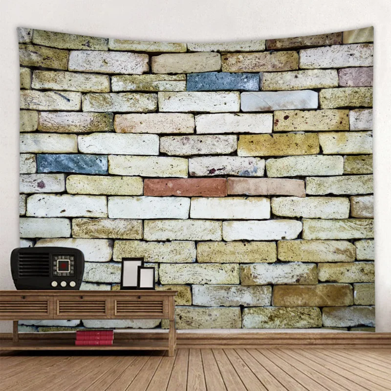 3d printing stone wall tapestry retro wood plank brick wall tapestry mandala bohemian psychedelic hippie home wall decoration