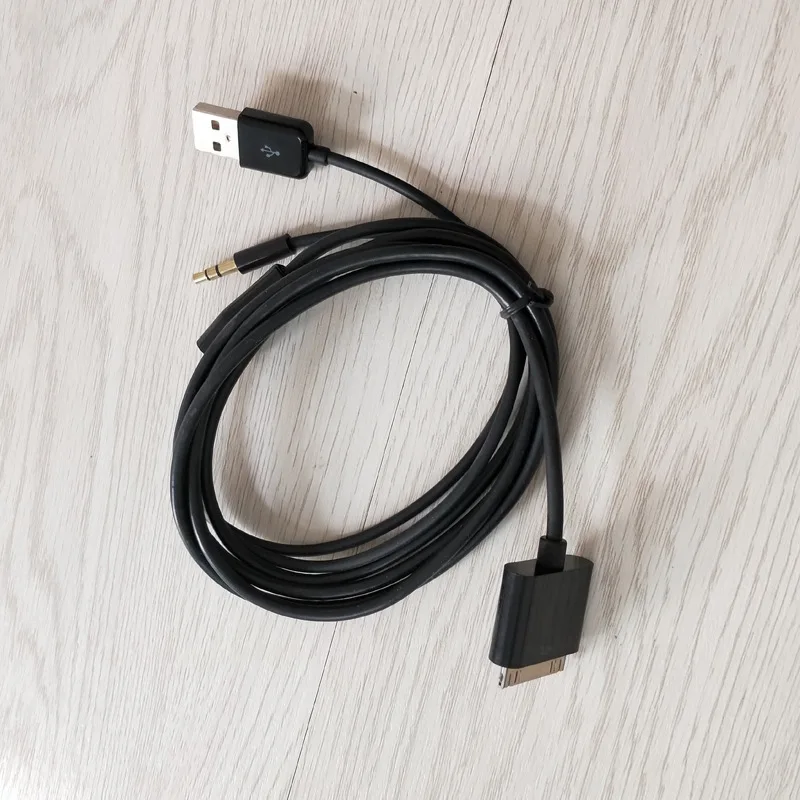 30 pin to USB charging 3.5mm AUX cable 1.5m USB charge cable adapter for ip4 4s iPod iPad 3