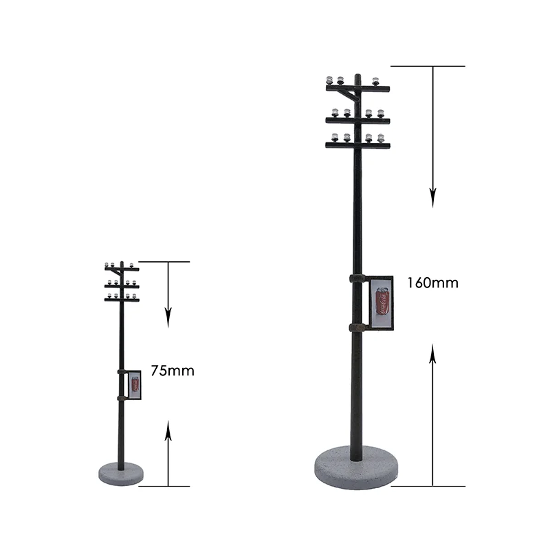 FunTrying 1:76/1:87/1:160 power line pole,OO/HO/N scale utility pole,miniature model,model railroad, architectural models