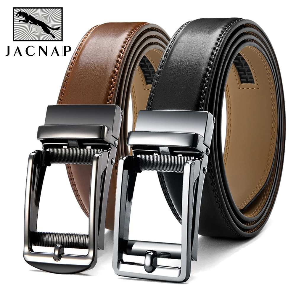 JACNAIP-cinto de couro genuíno masculino, cintos de cinta masculinos, fivela automática, cintos bussines, cummerbunds