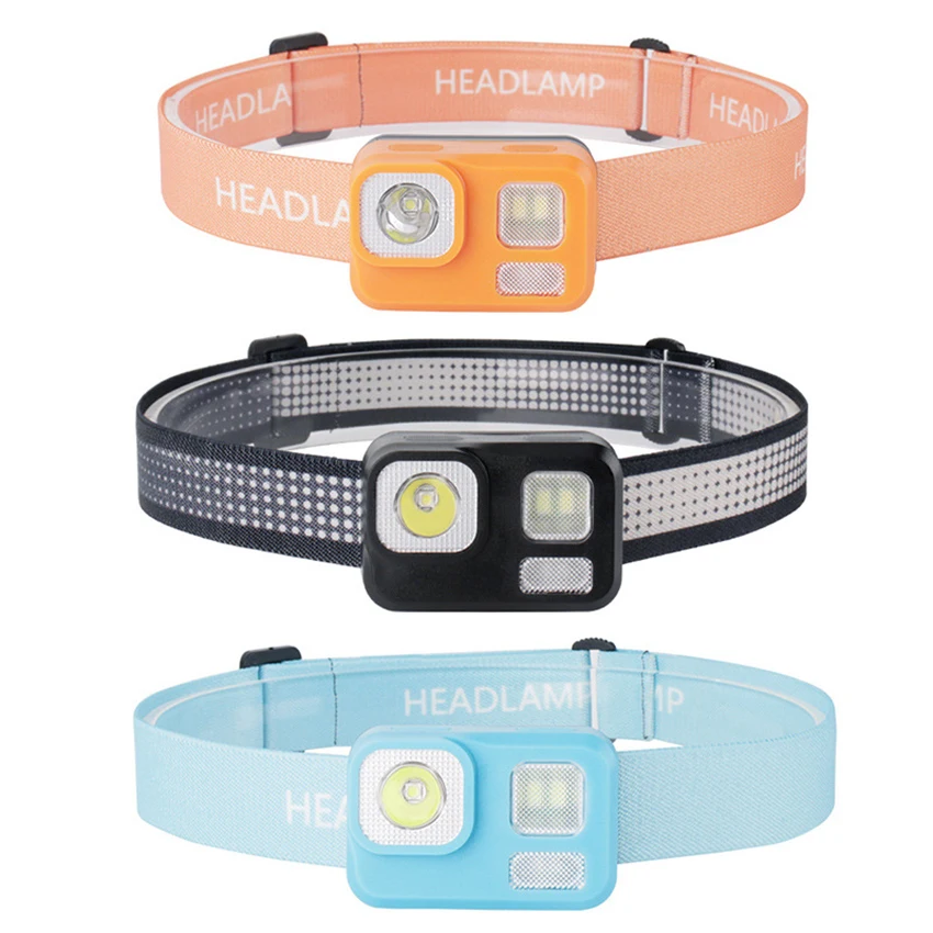 Lampada frontale a LED torcia 160 Lumen 3 modalità, alimentata a batteria, lampada frontale impermeabile luce rossa per campeggio all'aperto corsa in bicicletta