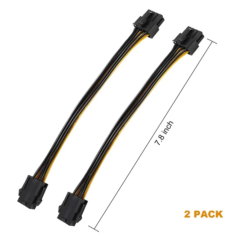 HOT-2 Pack Graphics Card 6 Pin to 8 Pin PCIe Adapter Power Cable (GPU Video Graphics Card Power Cable) 7.8 Inch