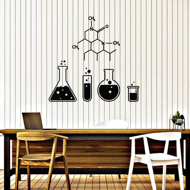 Chemical Formula Wall Decal Science Chemistry Glassware Test Tube Vinyl Stickers School Lab Classroom Interior Decor Mural E693