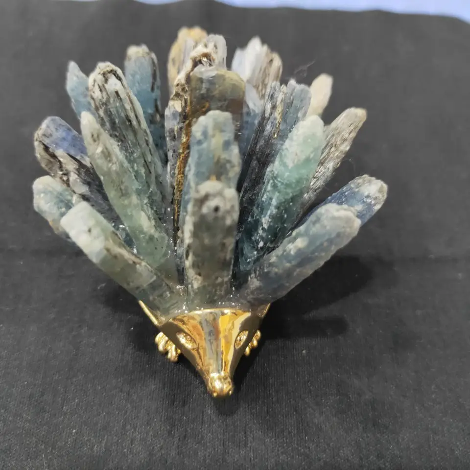 4-5cm 1pc Natural Quartz Wand Kyanite Cyanite Cluster Crystal Carving Hedgehog Animal Gifts