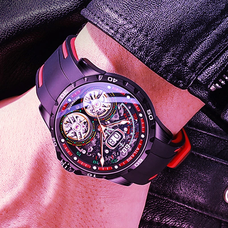 AILANG Super Cool Double Tourbillon Automatic Mechanical Watch Men Luxury Brand Luminous Waterproof Watches Men\'s Reloj Hombre