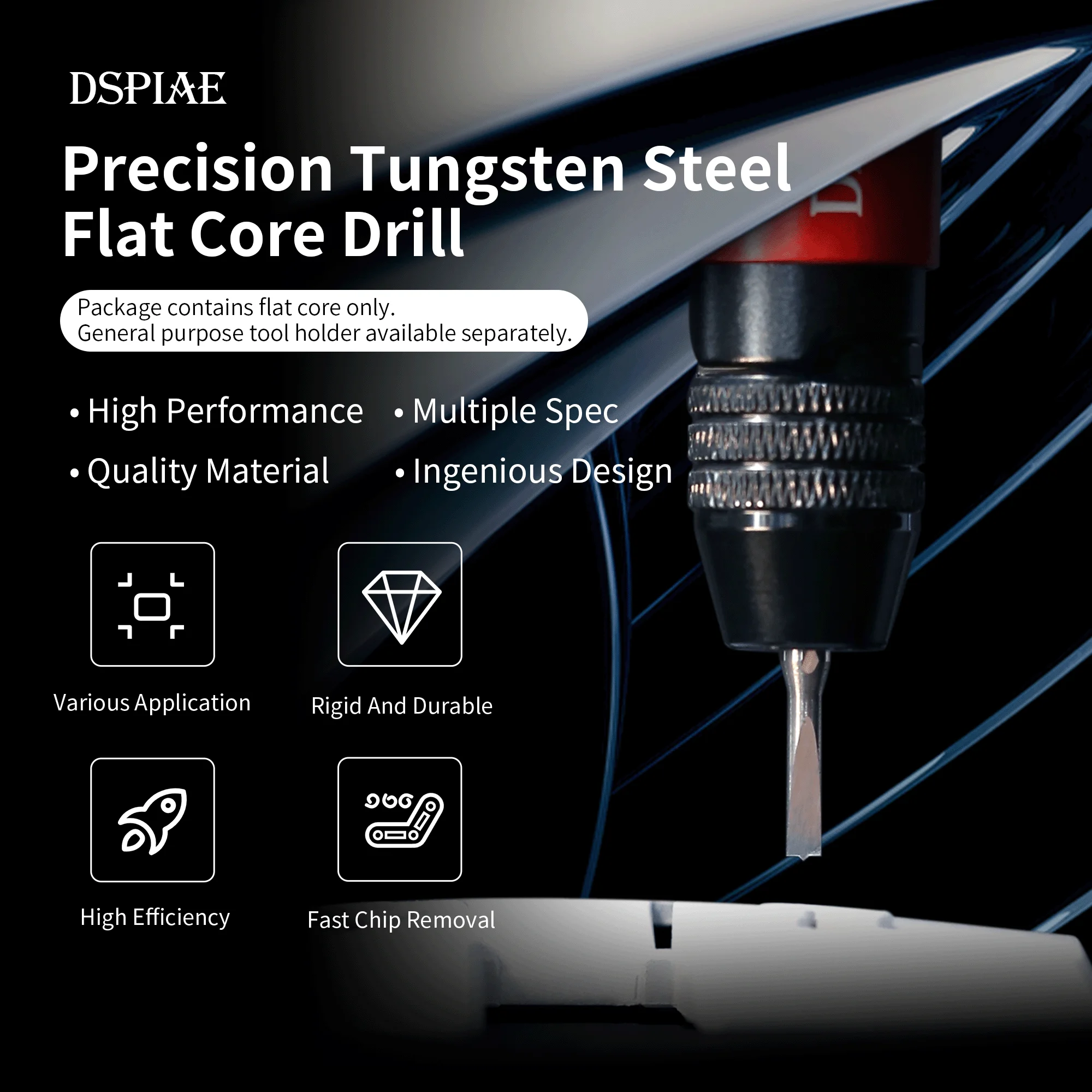 

DSPIAE FB Precision Tungsten Steel Flat Core Drill Military Model Making Tool Assembly Retrofit Gundam Hobby DIY