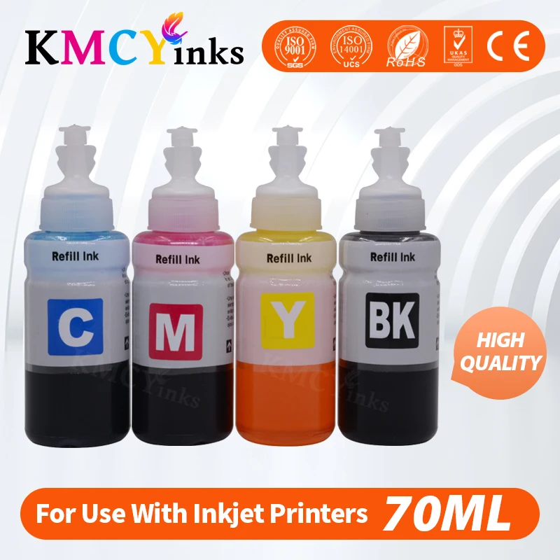 KMCYinks 70ML Ink Refill Kit Compatible For EPSON L800 L801 L805 L810 L850 L1800 Printer Ink T6731 T6732 T6733 T6734 T6735 T6736