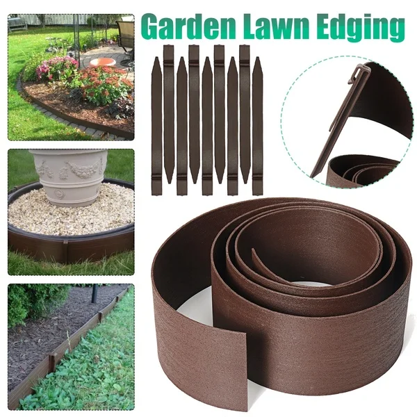 

3M Landscape Edging Garden Border Lawn Backyard Edge+10 Edging Nail Stake Spikes