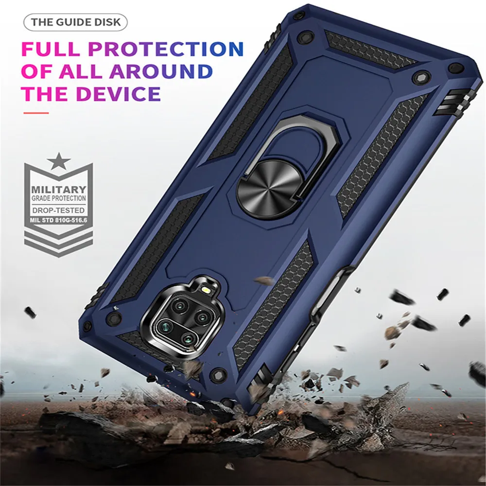 Shockproof Case For Xiaomi Redmi Note 9 9S Pro 8 T K30 9C 9A Armor Ring Cover For Mi Note 10 Lite CC9 Poco X3 NFC X2 F2 Pro Case