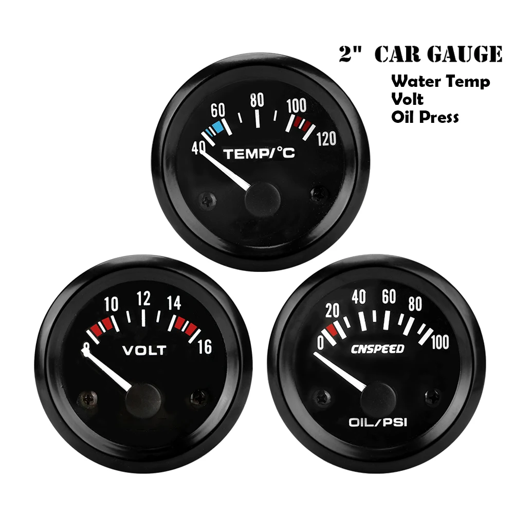 

Water Temperature Meter 2" 52mm 0-100PSI Oil Pressure Gauge Car Gauge Automobile Vehicle Meter 12V