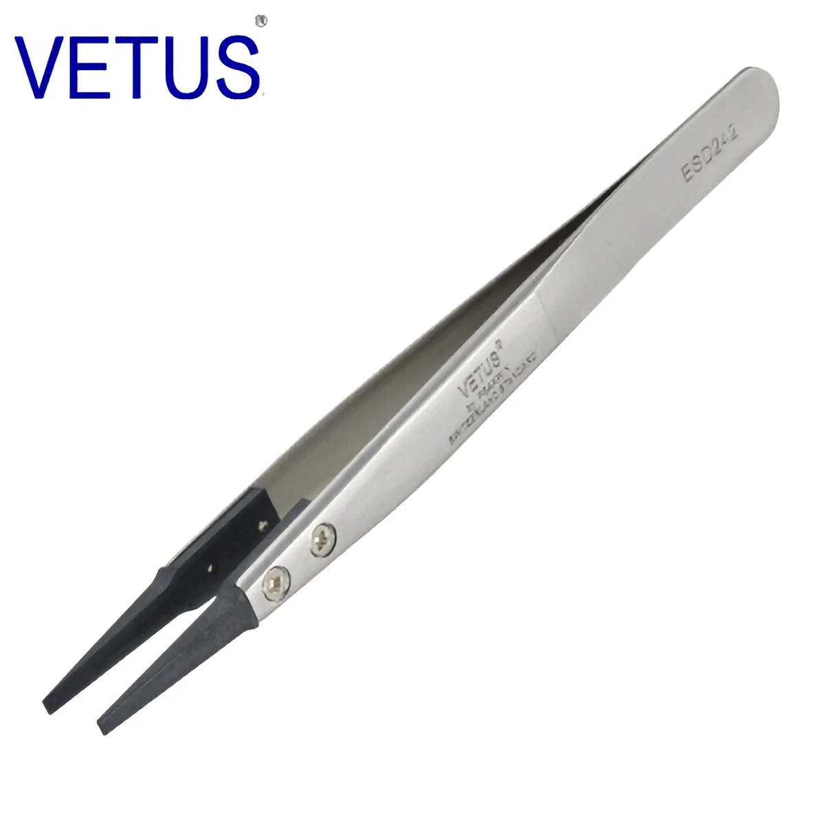 VETUS ESD-242 Interchangeable Head Anti-static Tweezers Stainless Steel Body Anti-static Carbon Fiber Conductive Plastic Head