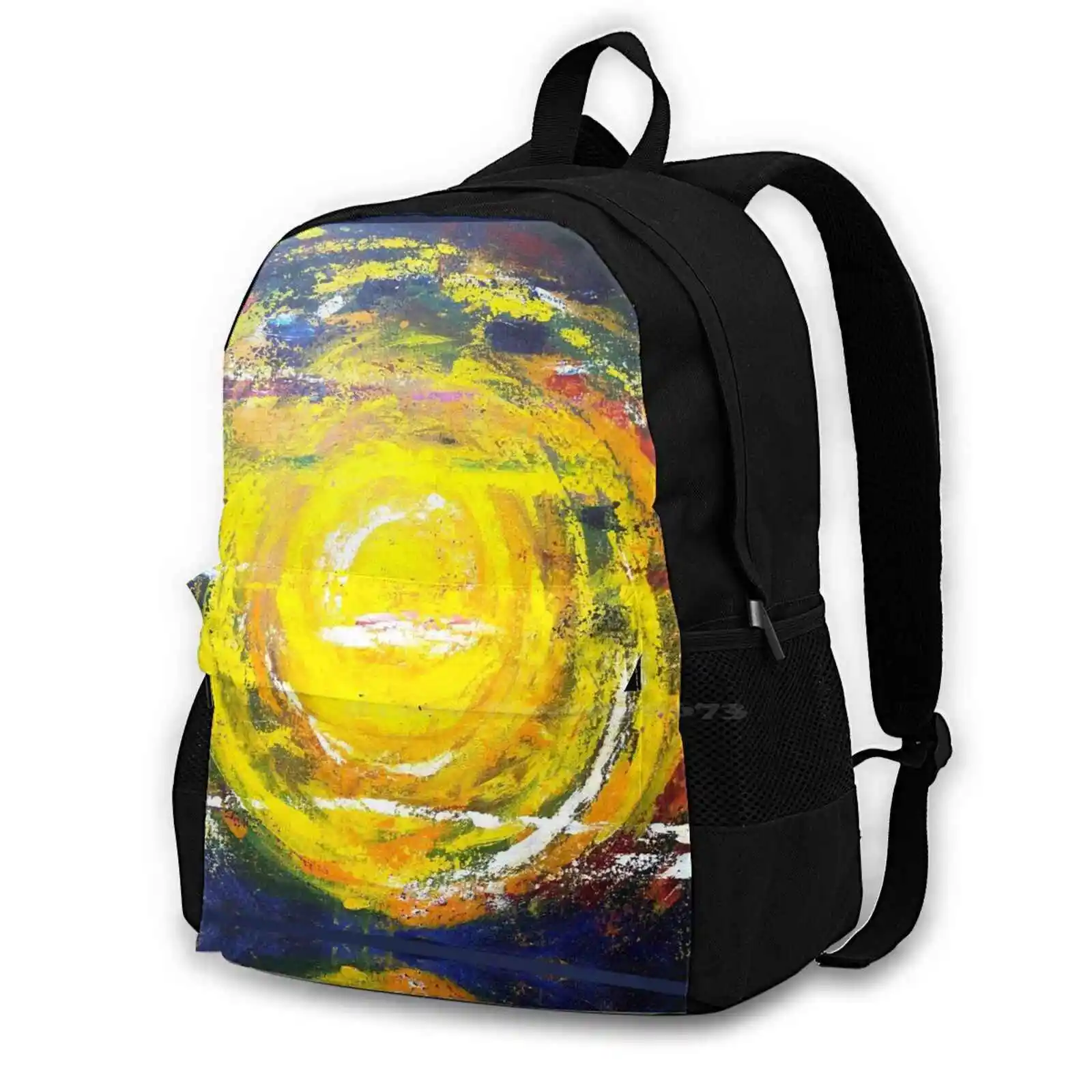 S Light Bag Backpack For Men Women Girls Teenage Black Abstract Light Hope Blue Yellow Mythological