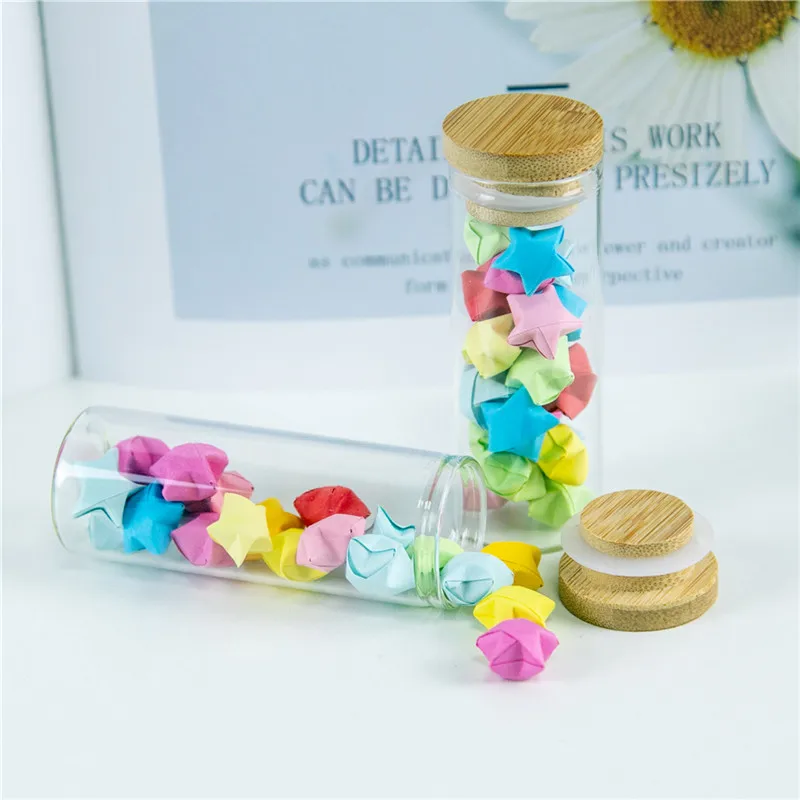 40ml 30x80mm Glass Bottle With Bamboo Cover Empty Airtight Bottles Tea Liquorice Candy Saffron Jars Leak Proof 50pcs