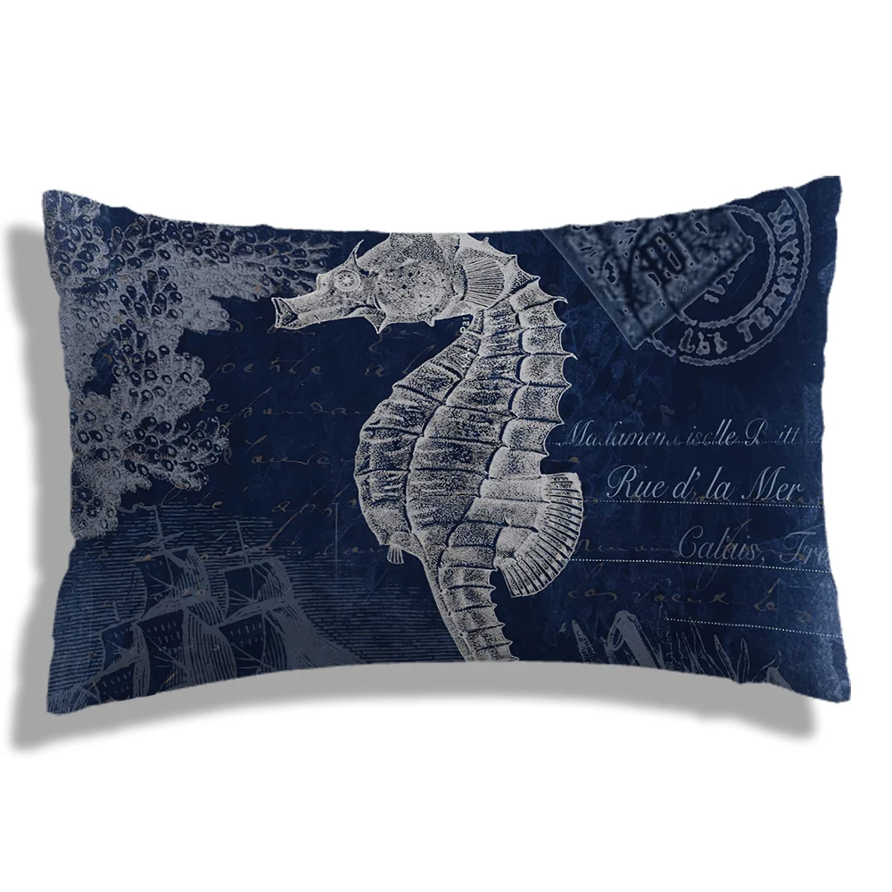 Blue conch scallop Plush pillowcase, sofa cushion cover for home improvement, home decoration pillowcase， pillows decor home